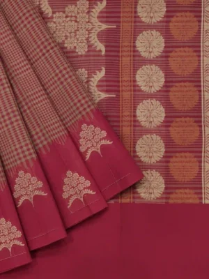 Crimson Red Pure Kovai Cotton Saree