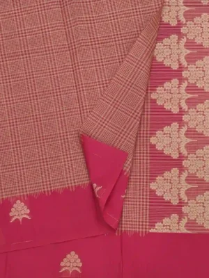 Crimson Red Pure Kovai Cotton Saree-closeup