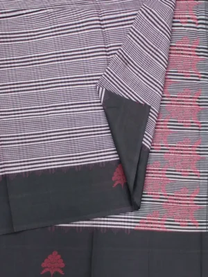 Deep Purple Pure Temple Cotton Saree closeup