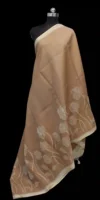 Earthy Brown Kota Checks Applique Work Saree