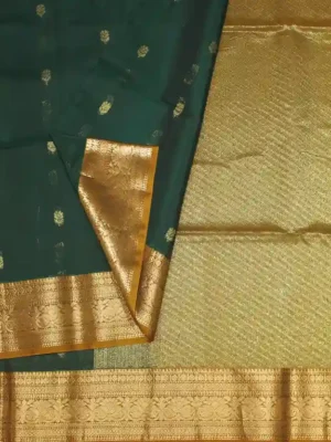 Forest Green Pure Silk Cotton Saree (3)