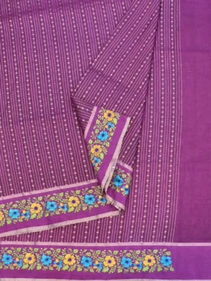 Ghicha Tussar Saree with Floral Threadwork closeup