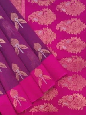 Grape Purple Pure Silk Cotton Saree