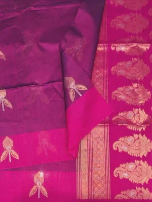 Grape Purple Pure Silk Cotton Saree-CLOSEUP