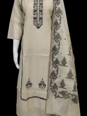 Beige Cream Khadi Cotton Salwar Set