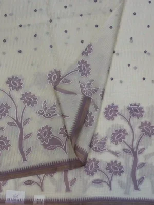 Light Lavender Kota Checks Saree closeup