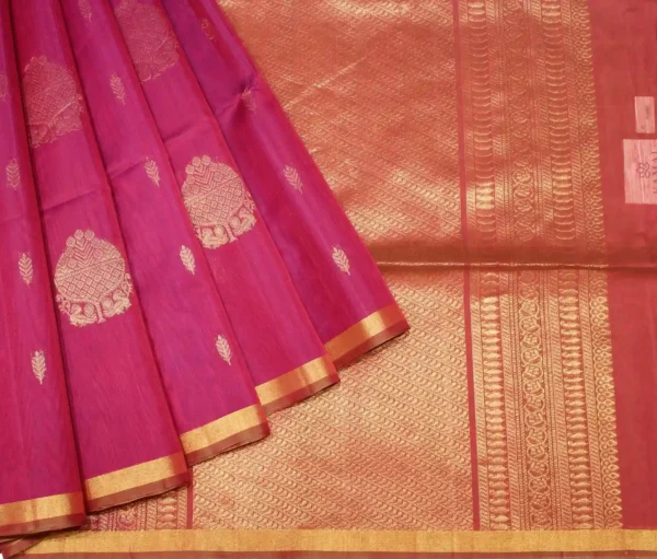 Magenta Pink Pure Silk Cotton Saree