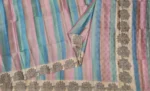 Semi Tussar Saree In Multi Colour With Rainbow Block Stripes
