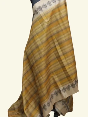 Mustard Yellow Kora Silk Fancy Saree