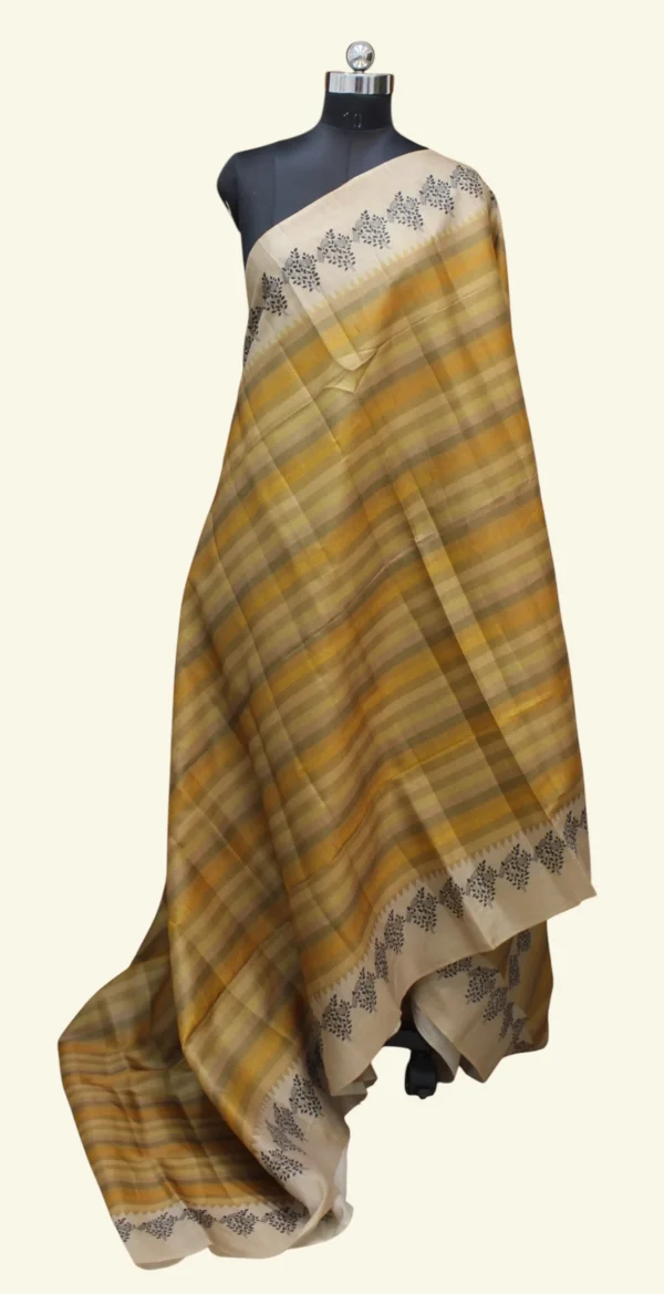 Mustard Yellow Kora Silk Fancy Saree