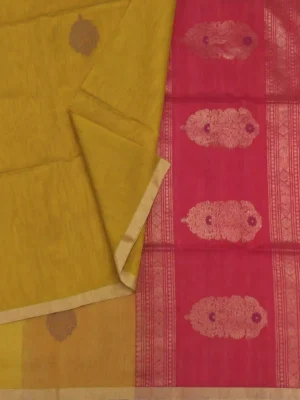 Mustard Yellow Pure Silk Cotton Saree