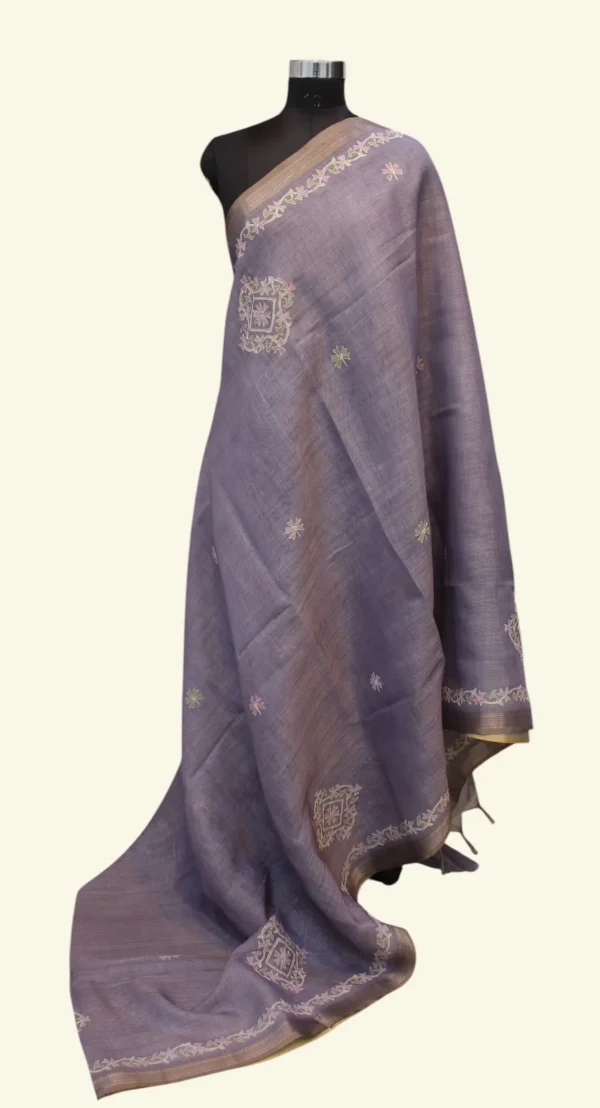Muted Lavendar Tissue Linen Saree