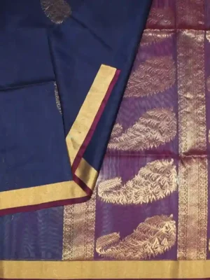 Navy Blue Pure Silk Cotton Saree (1) (1)_11zon