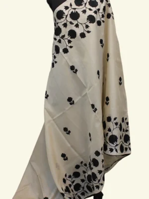 Off White Kota Checks Applique Work Saree