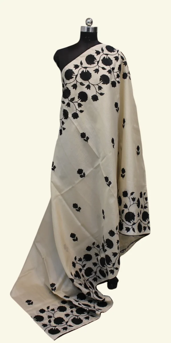 Off White Kota Checks Applique Work Saree