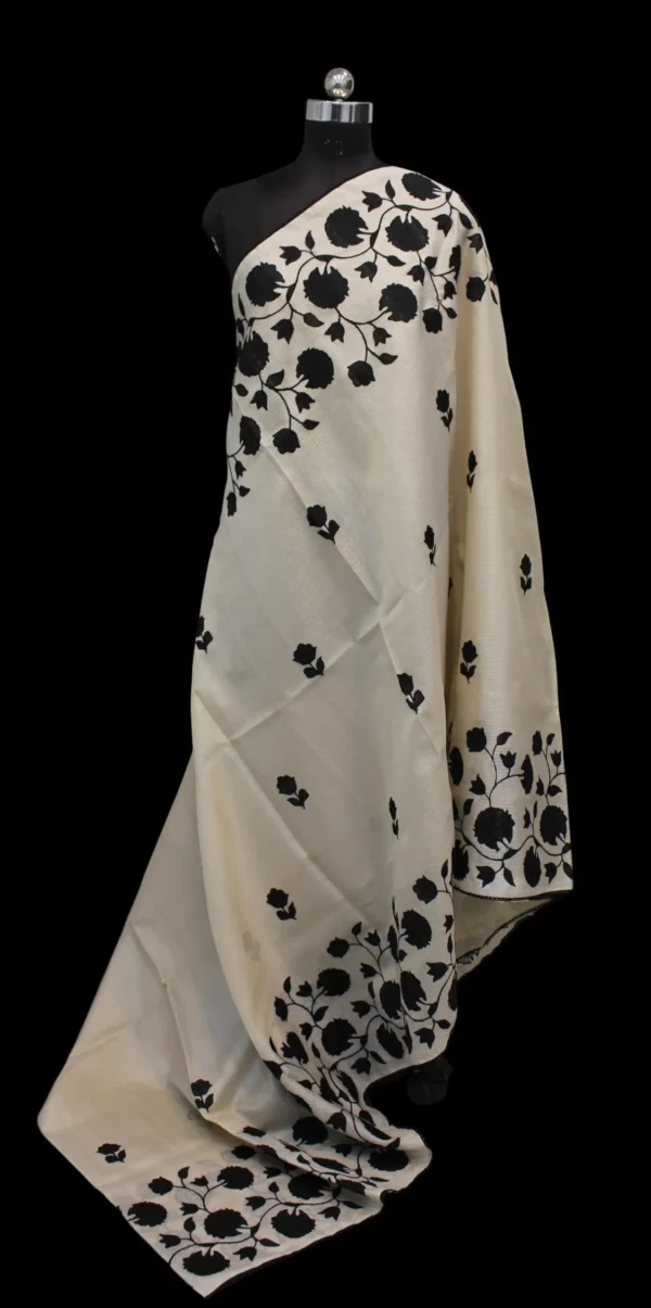 Off White Kota Checks Applique Work Saree