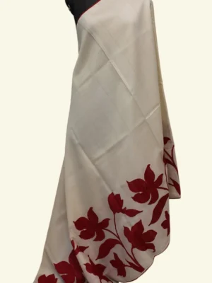 Off White Kota Checks Saree Applique Work