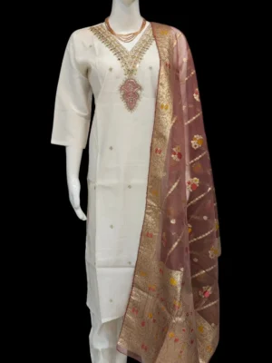 Off White Three Piece Salwar Set