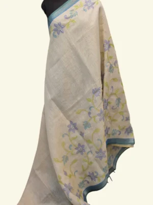 Pastel Blue Tissue Linen Saree