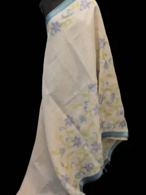 Pastel Blue Tissue Linen Saree