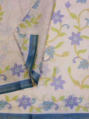 Pastel Blue Tissue Linen Saree closeup