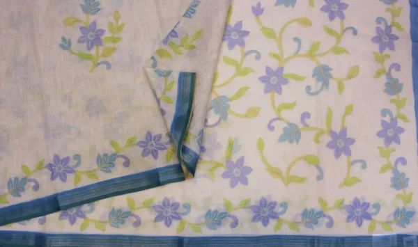 Pastel Blue Tissue Linen Saree