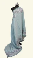 Pastel Ice Blue Tissue Linen Saree