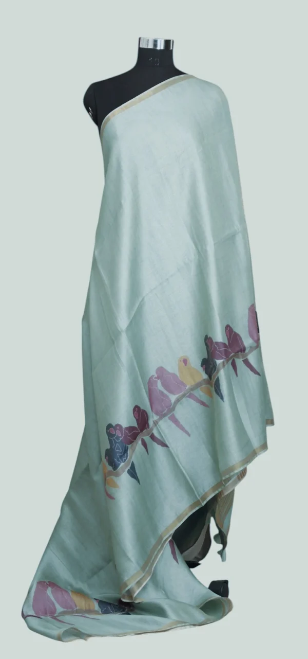 Pastel Sea Green Linen SareePastel Sea Green Line Saree