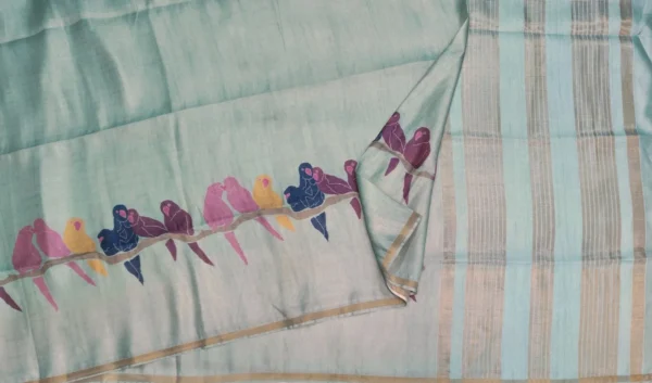 Pastel Sea Green Linen SareePastel Sea Green Line Saree