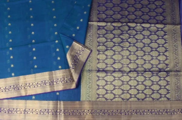 Peacock Blue Pure Silk Cotton Saree