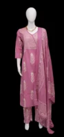 Pink Cotton Printed Kurti Set
