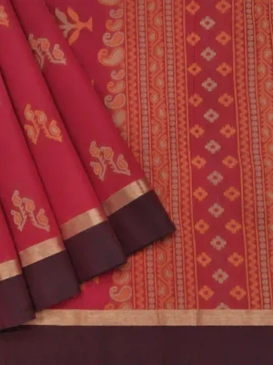 Raspberry Red Pure Kovai Cotton Saree