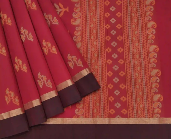 Raspberry Red Pure Kovai Cotton Saree