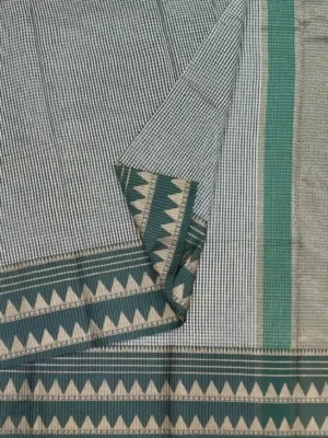 Semi Chanderi Saree in Micro Checks closeup
