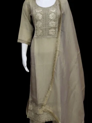 Taupe Beige 3 Piece Salwar Set