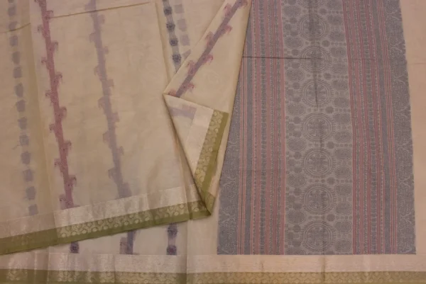 Pure Handloom Kovai Cotton Saree In Beige