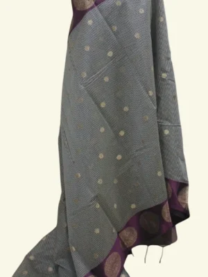 Semi Chanderi Saree In Black And White