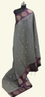 Semi Chanderi Saree In Black And White