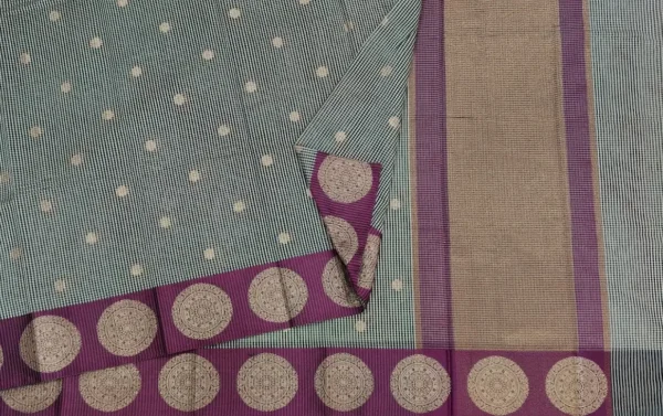 Semi Chanderi Saree In Black And White