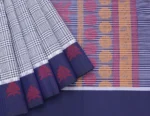 Pure Handloom Temple Cotton Saree Royal Blue & White