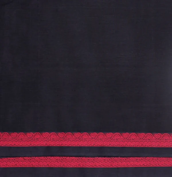Pure Handloom Kovai Cotton Saree In Charcoal Black