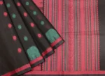 Pure Handloom Kovai Cotton Saree In Charcoal Black