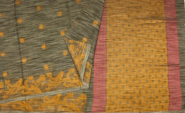 Charcoal Grey Pure Kovai Cotton Saree