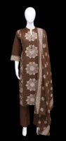 Coffee Brown With Beige Cream Three Piece Salwar Sets