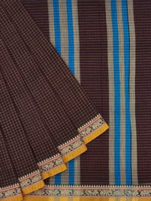 Premium Cotton Saree In Coffee Brown