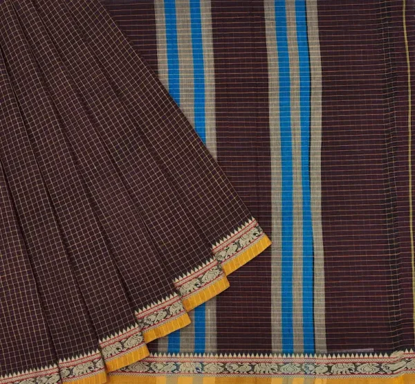 Premium Cotton Saree In Coffee Brown
