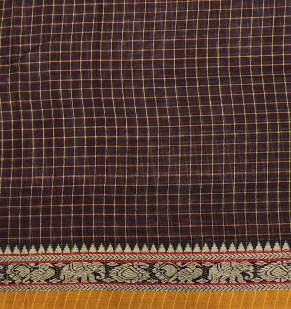 Premium Cotton Saree In Coffee Brown
