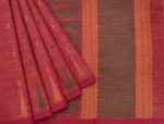 Pure Handloom Kovai Cotton Saree In Coral Orange Shade
