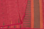 Pure Handloom Kovai Cotton Saree In Coral Orange Shade