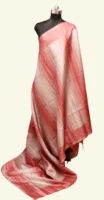 Semi Tussar Saree In Coral Pink With Light Cream